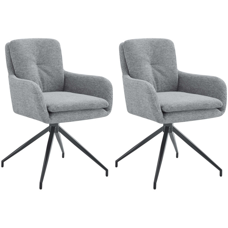 Lot de 2 chaises de salle à manger Pickett en tissu gris