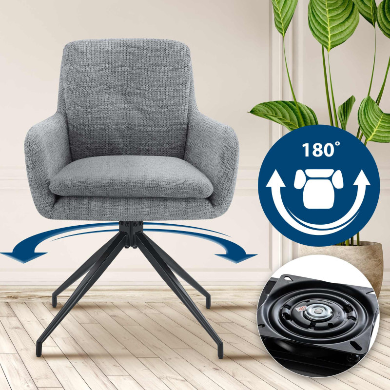Lot de 2 chaises de salle à manger Pickett en tissu gris