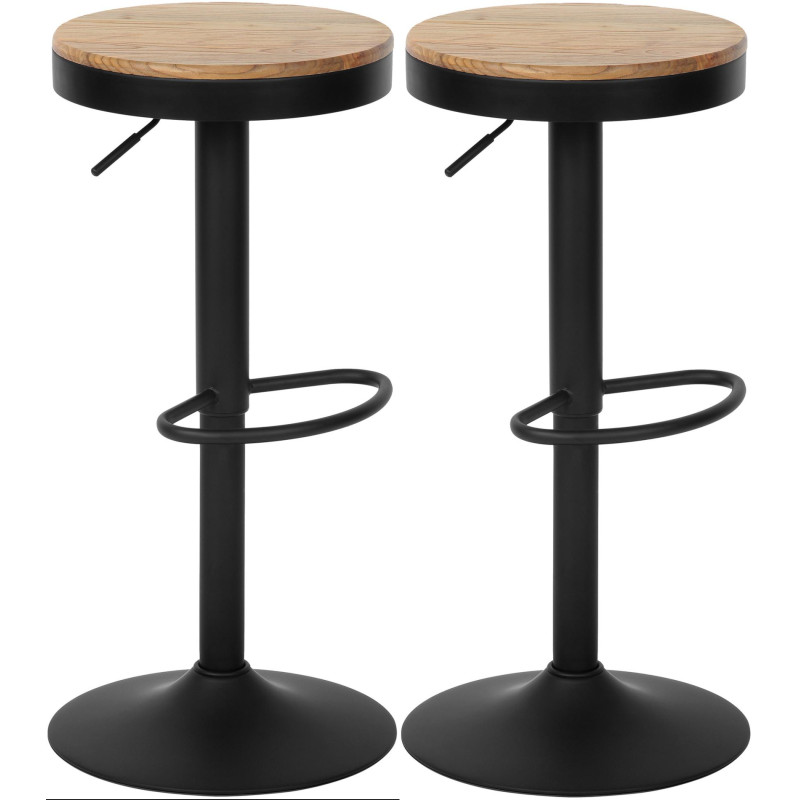 Lot de 2 tabourets de bar Pitas natura