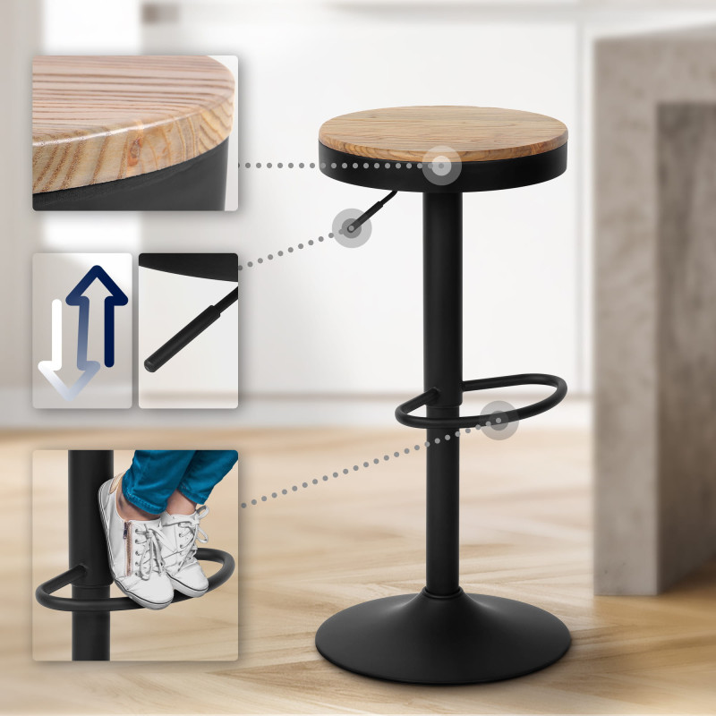 Lot de 2 tabourets de bar Pitas natura