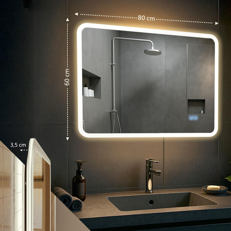 Miroir de salle de bain Jericho 60x80 avec Bluetooth