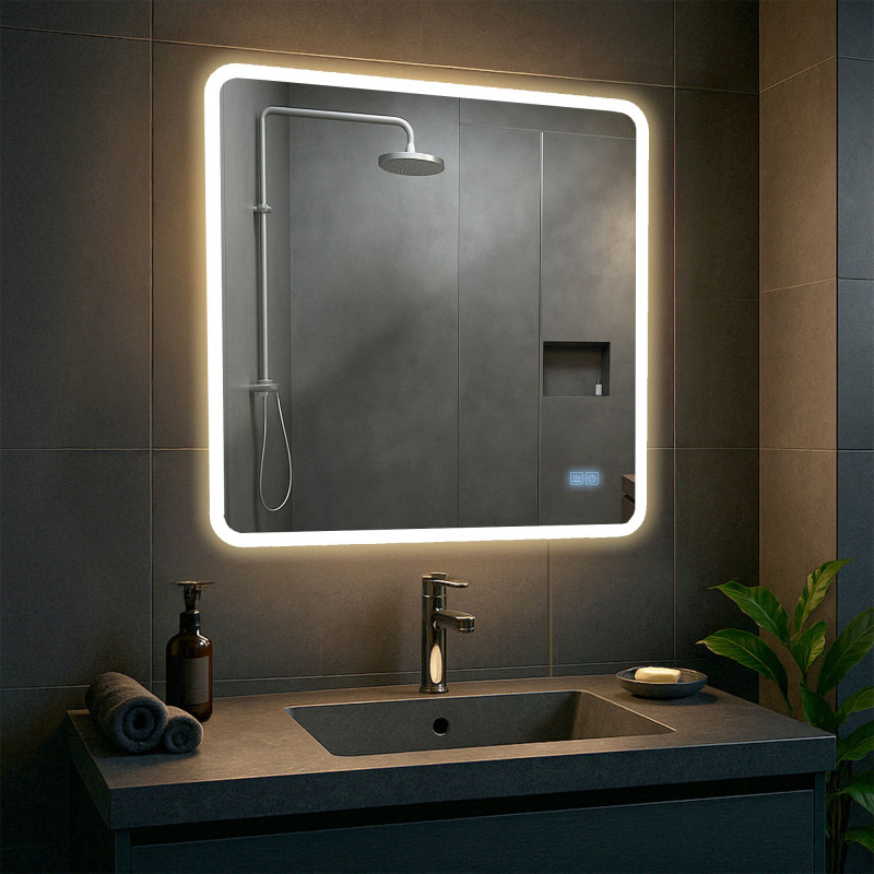 Miroir de salle de bain Jericho 80x80 avec Bluetooth