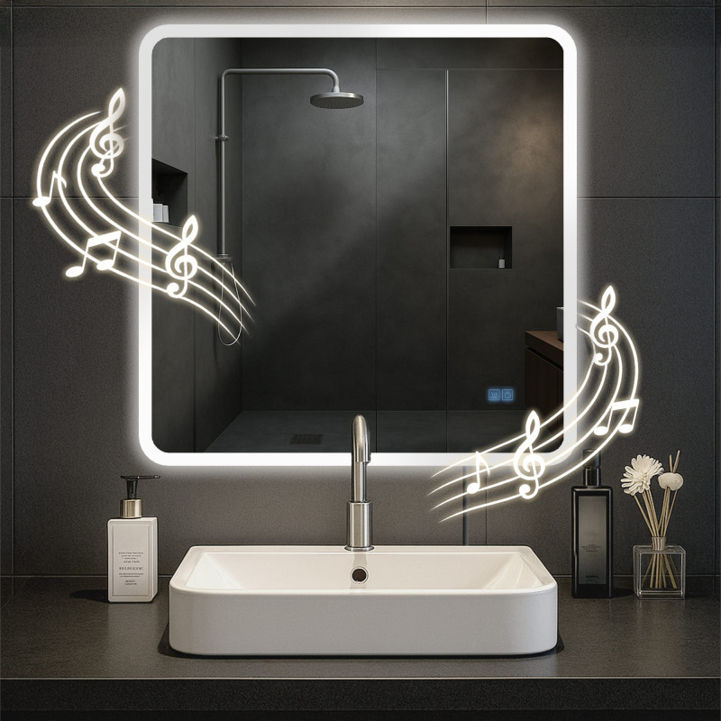 Miroir de salle de bain Jericho 80x80 avec Bluetooth