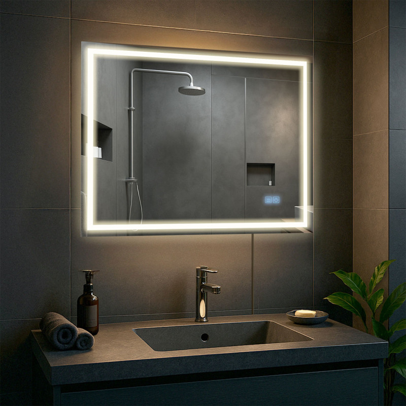 Miroir de salle de bain Jaffrey 60x80 avec Bluetooth