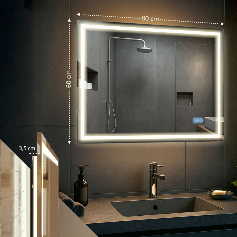 Miroir de salle de bain Jaffrey 60x80 avec Bluetooth