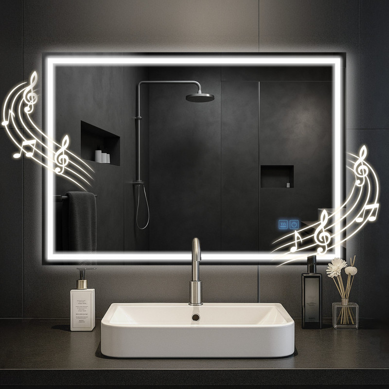 Miroir de salle de bain Jaffrey 70x100 avec Bluetooth