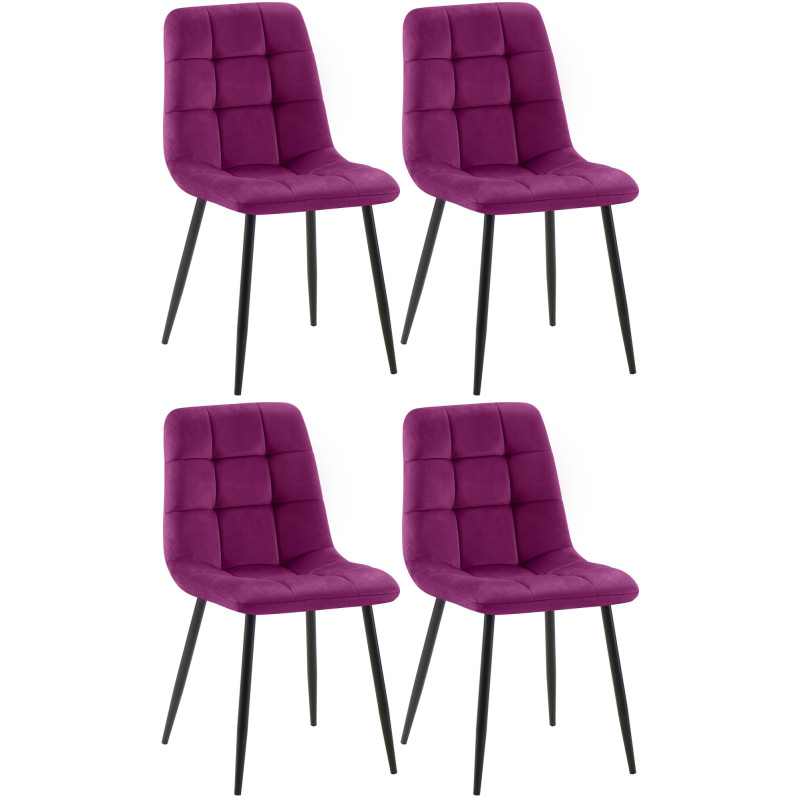Ensemble de 4 chaises de salle à manger violettes Antibes