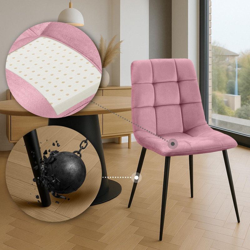 Ensemble de 4 chaises de salle à manger Antibes roses