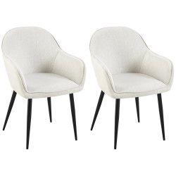 Ensemble de 2 chaises de salle à manger Boise, tissu crème