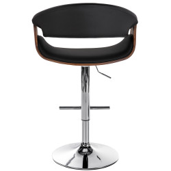 Tabouret de bar Foley, similicuir, chêne, noir