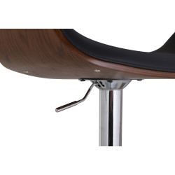 Tabouret de bar Foley, similicuir, chêne, noir