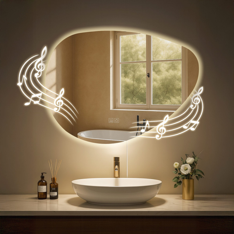 Miroir de salle de bain Almafie 65x75 avec Bluetooth
