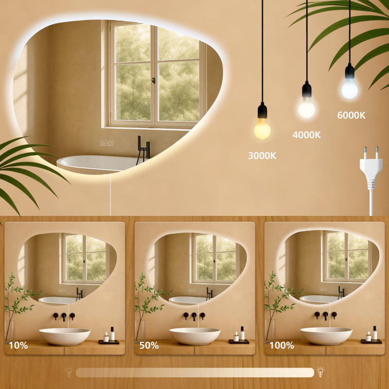 Miroir de salle de bain Almafie 65x75 sans Bluetooth