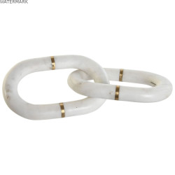 Figurine Décorative Home ESPRIT Blanc Doré Chaîne 13 x 13 x 28 cm