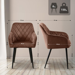 Chaise de salle à manger Monett en velours marron