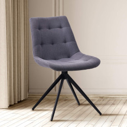 Chaise de salle à manger Merna, tissu gris foncé