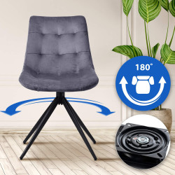 Chaise de salle à manger Merna en velours gris foncé