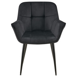 Chaise de salle à manger Roseville, velours, noire
