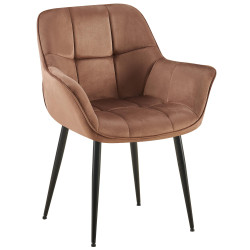 Chaise de salle à manger Roseville, velours, marron