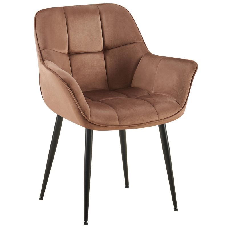 Chaise de salle à manger Roseville, velours, marron