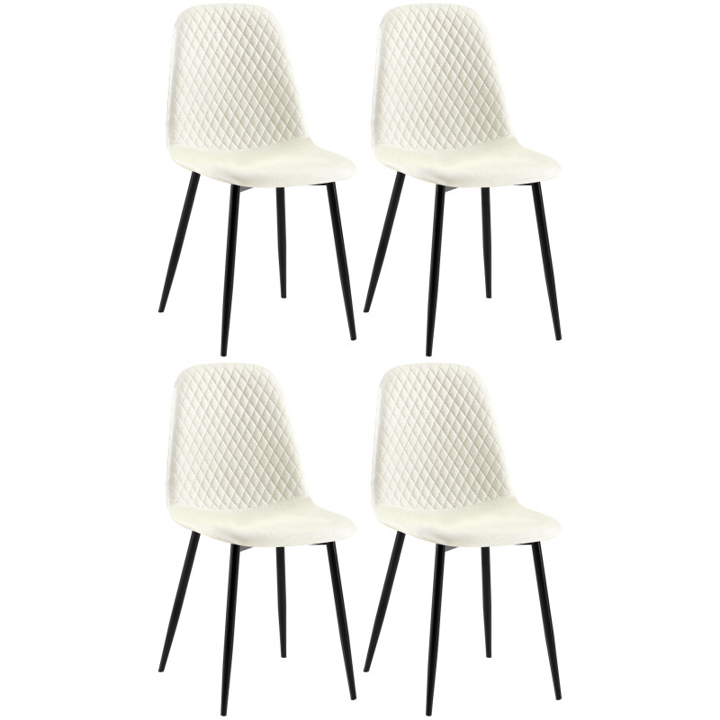 Ensemble de 4 chaises Giverny en tissu crème