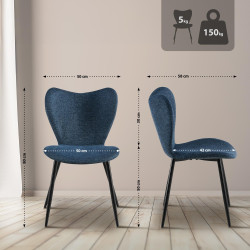 Chaise de salle à manger Maika en tissu bleu