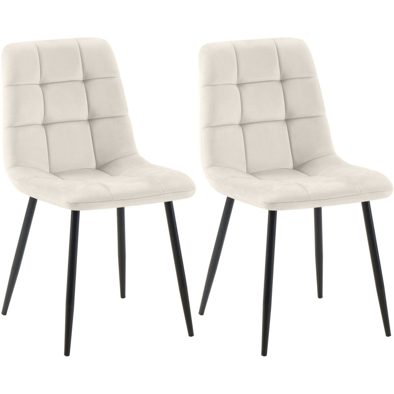 Ensemble de 2 chaises de salle à manger Tilde en velours blanc crème