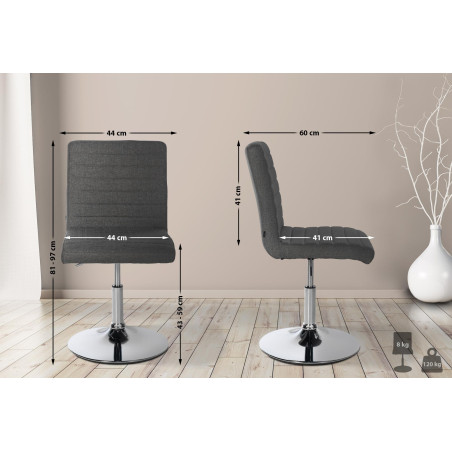 Ensemble de 2 chaises de salle à manger Elvas, tissu gris foncé