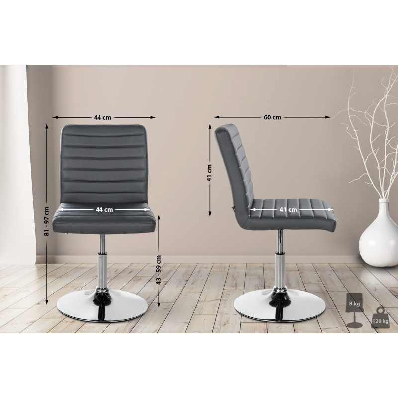 Ensemble de 2 chaises de salle à manger Elvas, similicuir, gris