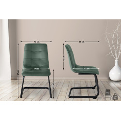 Ensemble de 2 chaises de salle à manger Vermont en velours vert foncé