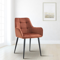 Chaise de salle à manger Ferndale, velours marron