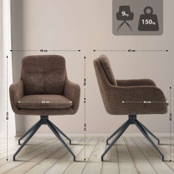 Chaise de salle à manger Pickett en tissu marron