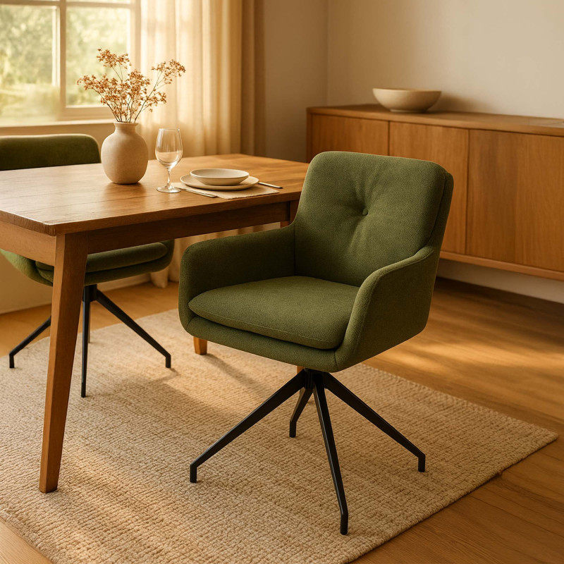 Chaise de salle à manger Pickett en tissu vert