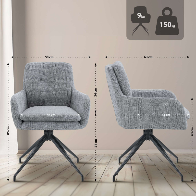 Chaise de salle à manger Pickett en tissu gris