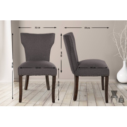 Ensemble de 2 chaises de salle à manger Zadar, tissu antique foncé, gris foncé