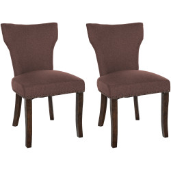 Ensemble de 2 chaises de salle à manger Zadar, tissu marron foncé antique