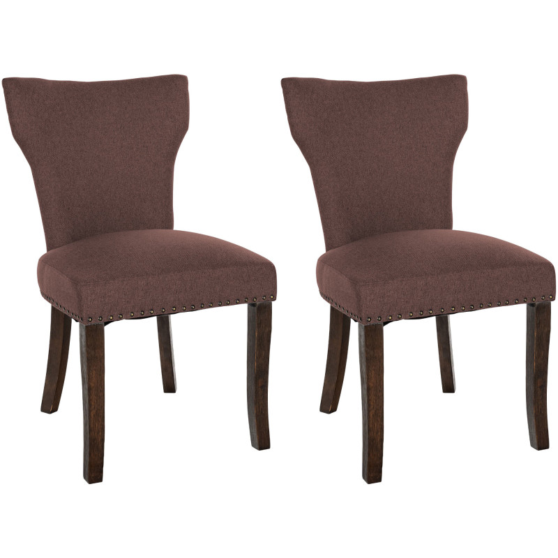 Ensemble de 2 chaises de salle à manger Zadar, tissu marron foncé antique