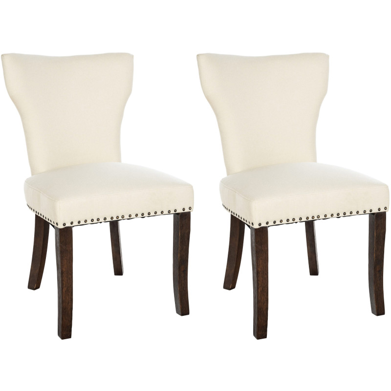 Ensemble de 2 chaises de salle à manger Zadar, tissu crème foncé antique