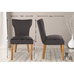 Ensemble de 2 chaises de salle à manger Zadar, tissu gris foncé antique clair