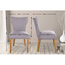Ensemble de 2 chaises de salle à manger Zadar, tissu gris clair antique