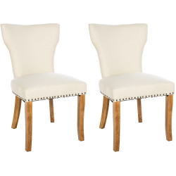 Ensemble de 2 chaises de salle à manger Zadar, tissu crème clair antique
