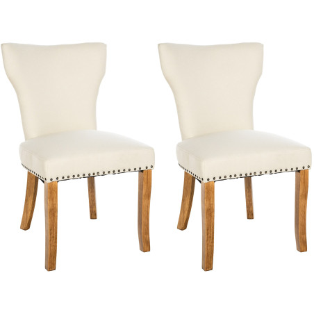 Ensemble de 2 chaises de salle à manger Zadar, tissu crème clair antique