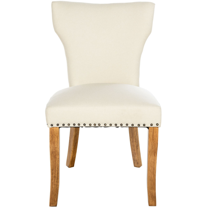 Ensemble de 2 chaises de salle à manger Zadar, tissu crème clair antique