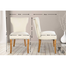 Ensemble de 2 chaises de salle à manger Zadar, tissu crème clair antique
