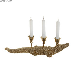 Figurine Décorative Home ESPRIT Doré Pot à Bougie 42,5 x 12,5 x 11,5 cm
