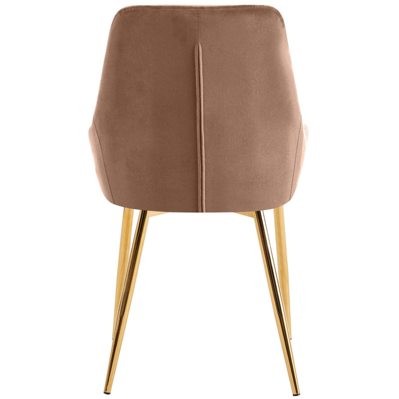Ensemble de 2 chaises de salle à manger Elmira en velours marron doré