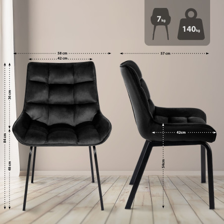 Fauteuil Saranda, velours noir