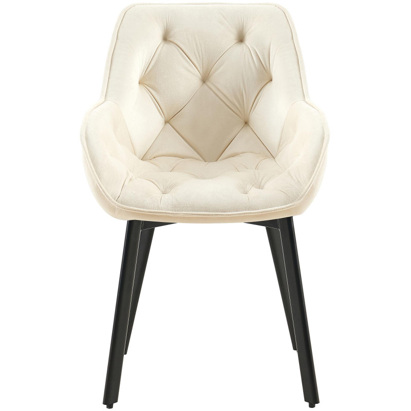 Ensemble de 2 chaises de salle à manger Antigo en velours crème
