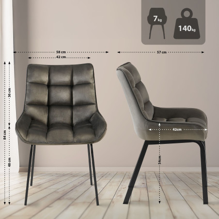 Fauteuil Saranda en velours anthracite