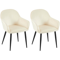 Ensemble de 2 chaises de salle à manger Boise en velours crème
